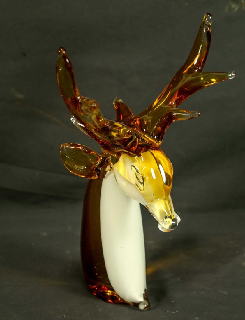 DALE TIFFANY GLASS STAG HEAD: DALE TIFFANY GLASS STAG HEAD. Height: 16 in. by Width: 11 in. by Depth: 9 in.