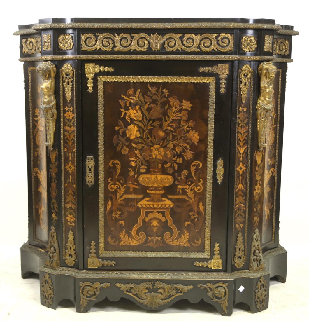 CIRCA 1880's NAPOLEON III MARBLE TOP CABINET (1 of 3)