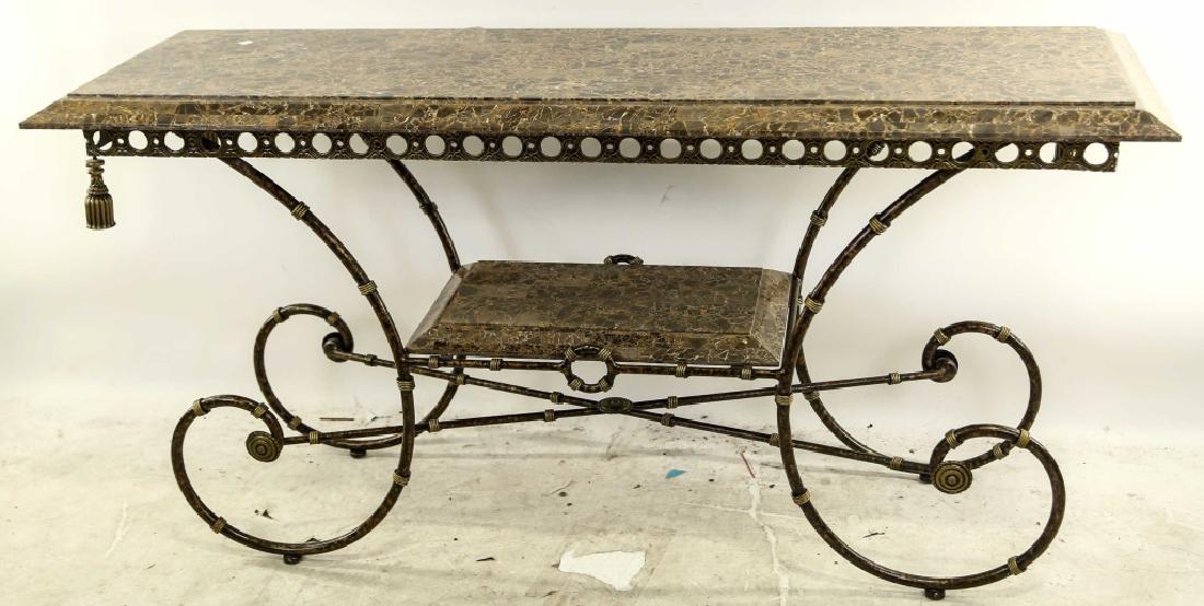 MARBLE TOP METAL BASE CONSOLE TABLE (1 of 3)