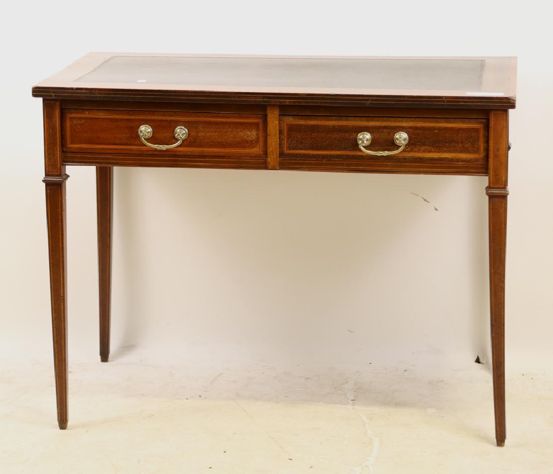 EDWARDIAN MAHOGANY LEATHER TOP DESK (1 of 3)