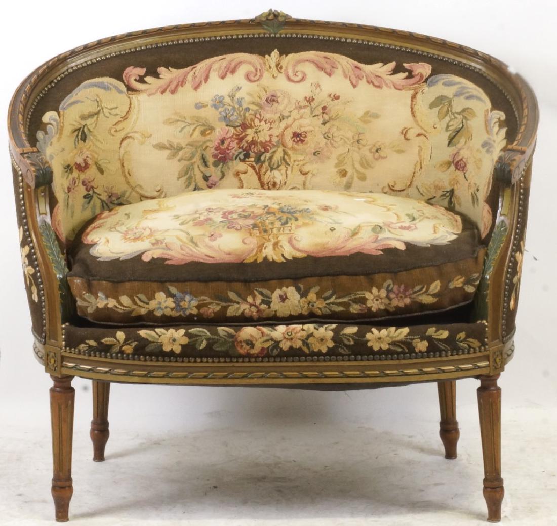 LOUIS XVI AUBUSSON UPHOLSTERED SETTEE (1 of 3)