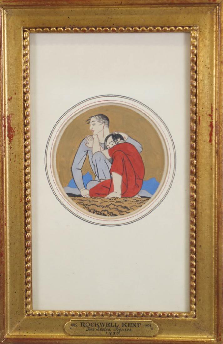 ROCKWELL KENT "TWO SEATED FIGURES" TEMPERA, 1930 (1 of 3)