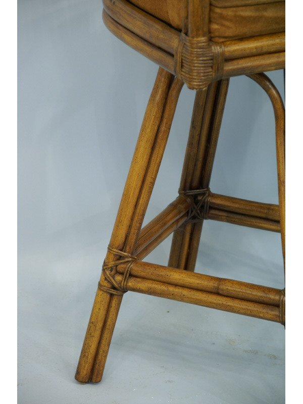 Set of six barstools with cane backs and brown s - 3