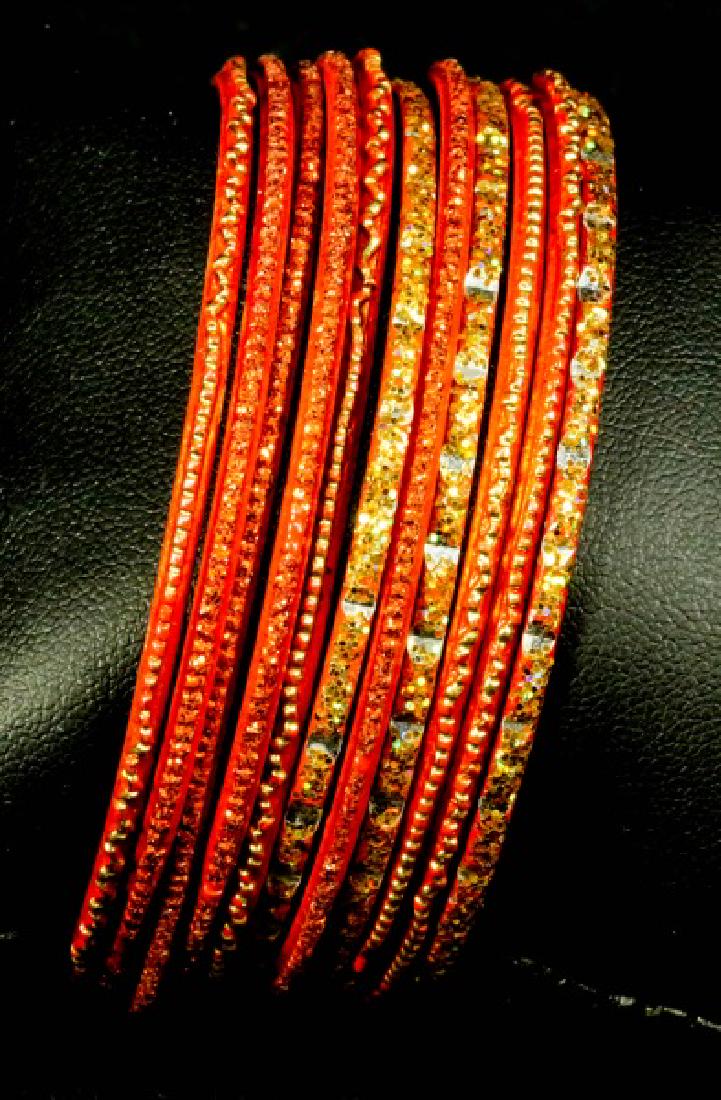 SET OF ORANGE MICRO PAVE BANGLE BRACELETS (1 of 3)