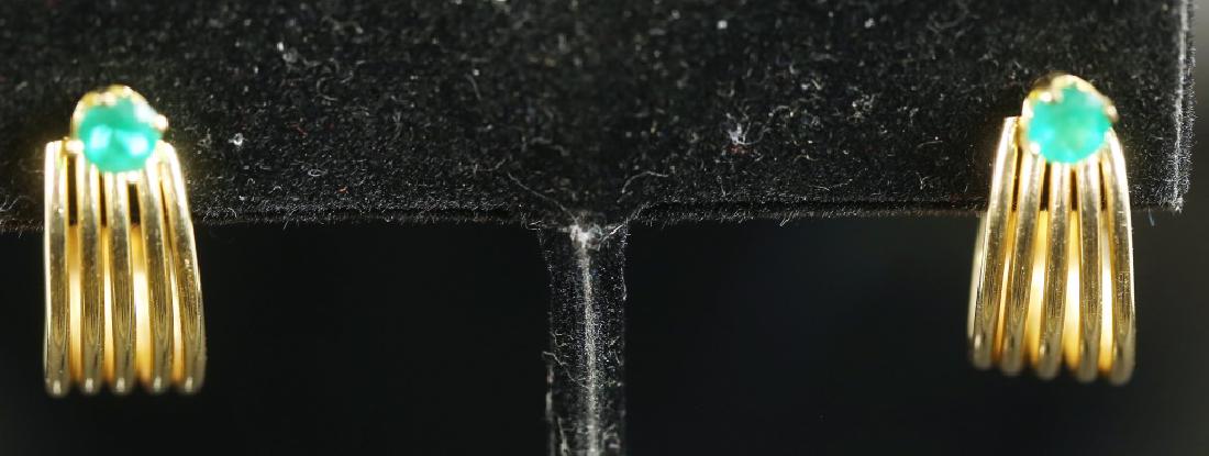 PAIR OF "14KT" GOLD COLUMBIAN EMERALD EARRINGS (1 of 2)