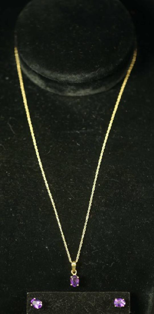 14 KT GOLD AND AMETHYST EARRING AND NECKLACE SET (1 of 2)
