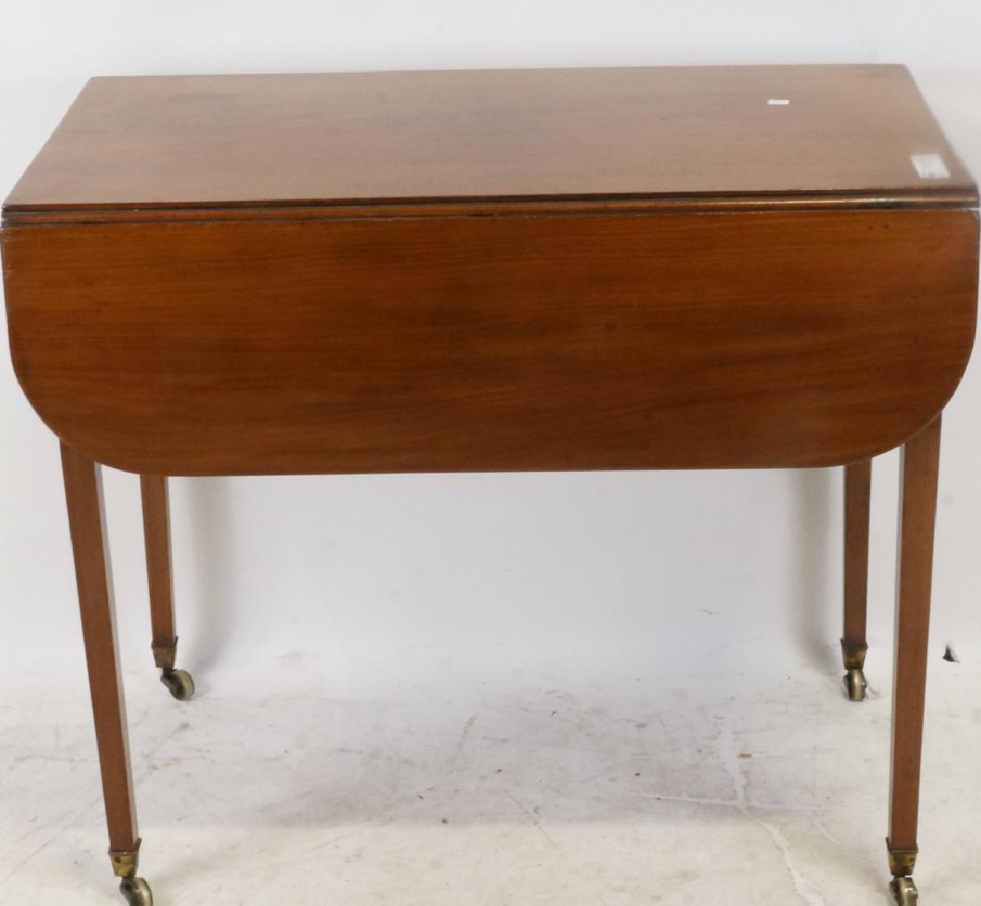CIRCA 1800 MAHOGANY DROP LEAF PEMBROKE TABLE: CIRCA 1800 MAHOGANY DROP LEAF PEMBROKE TABLE. Height: 29 in. by Width: 36 in. by Depth: 38 in.