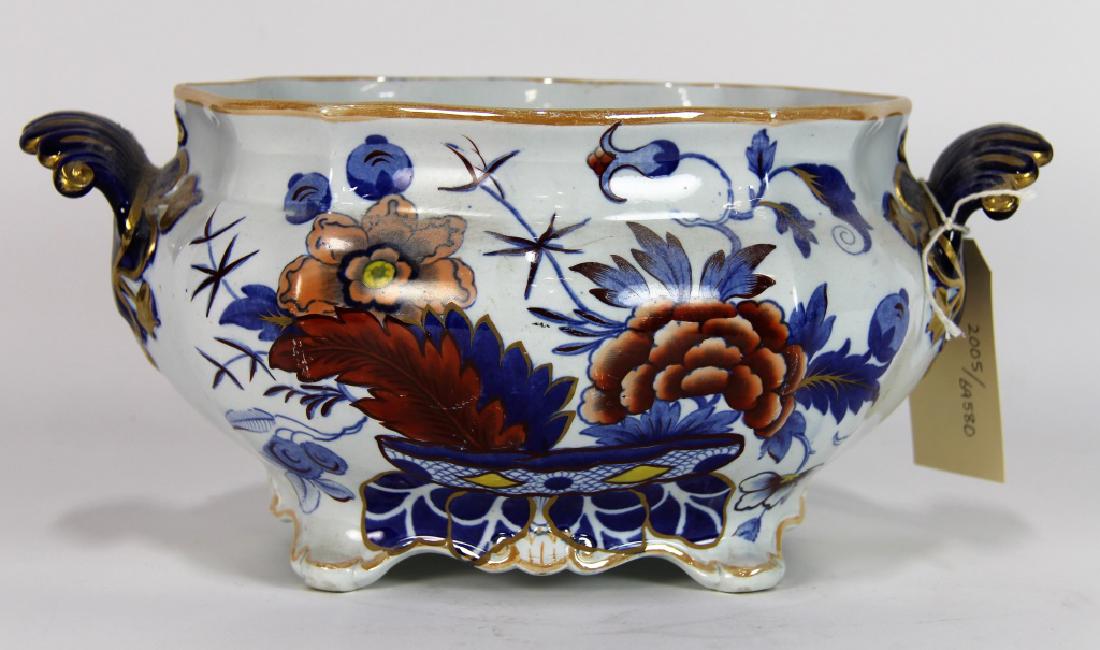 ANTIQUE IRONSTONE SOUP TUREEN: ANTIQUE IRONSTONE SOUP TUREEN. Height: 7 in. by Width: 15 in. by Depth: 10 in.