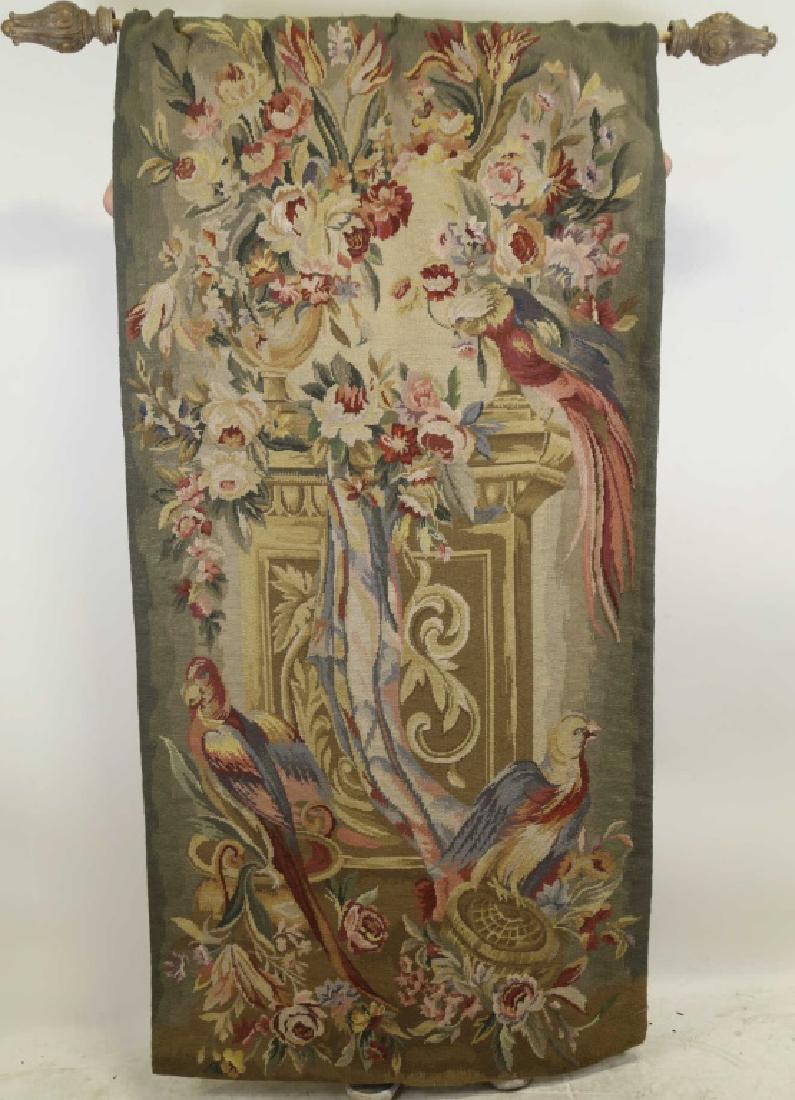 AUBUSSON STYLE INTERIOR SALON NEEDLEPOINT TAPESTRY: AUBUSSON STYLE INTERIOR SALON SCENE NEEDLEPOINT TAPESTRY. Height: 74 in. by Width: 51 in.
