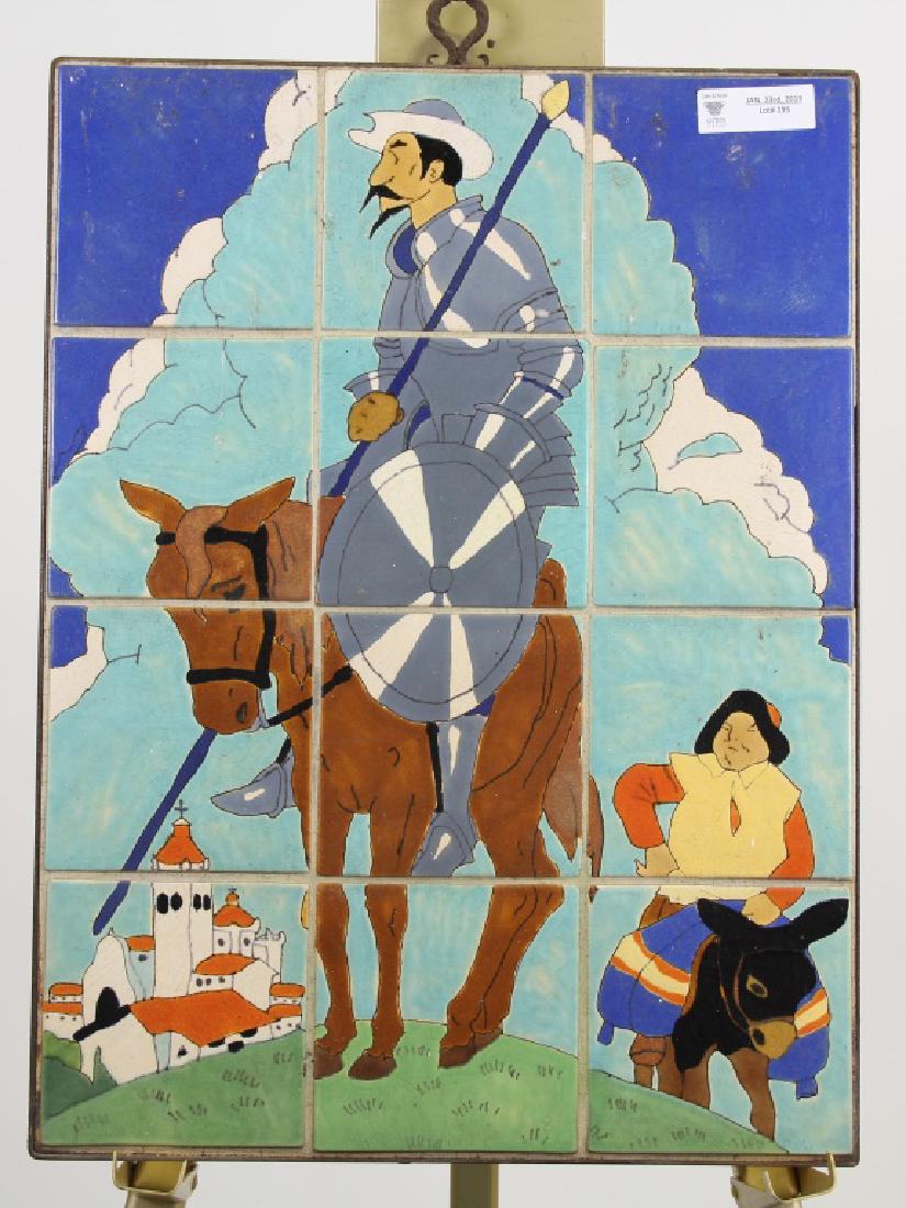 1930's CALIFORNIA "DON QUIXOTE" TILE ART WORK: 1930's CALIFORNIA "DON QUIXOTE" TILE ART WORK. Height: 25 in. by Width: 19 in. by Depth: 1 in.