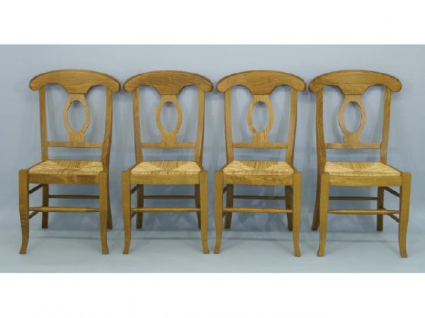-Set of 4 side chairs with rush seats