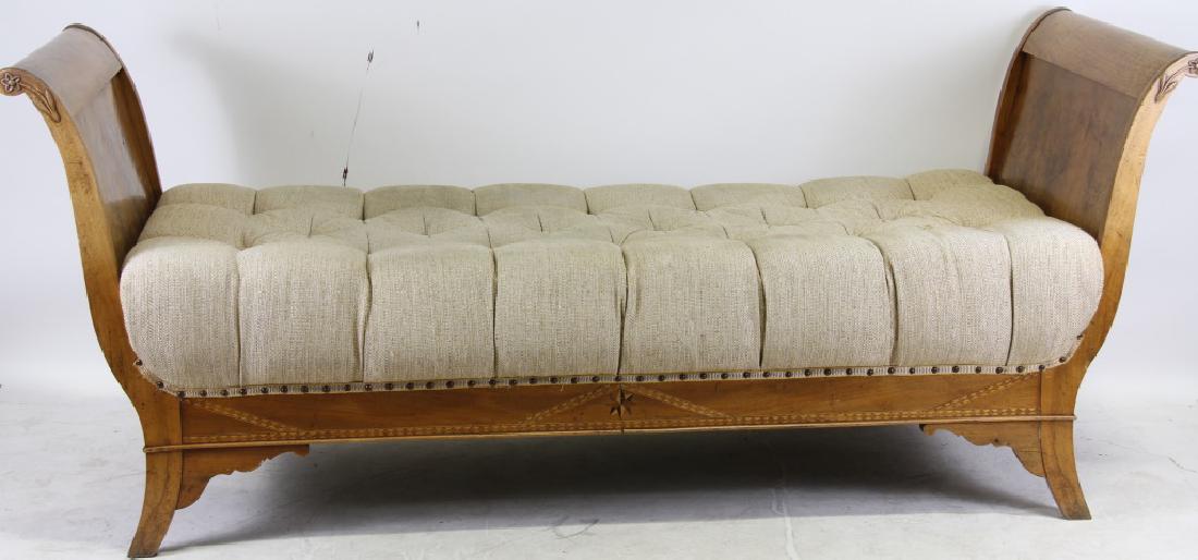 19th CENTURY BIEDERMEIER DAYBED: 19th CENTURY BIEDERMEIER DAYBED. Height: 34 in. by Width: 84 in. by Depth: 28 in.