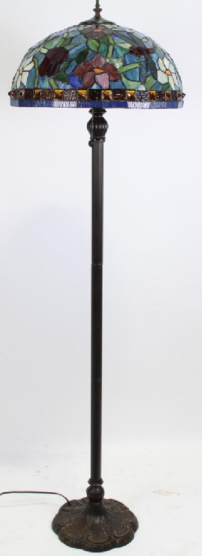 DALE TIFFANY LEADED GLASS FLOOR LAMP: DALE TIFFANY LEADED GLASS FLOOR LAMP. Height: 62 in. by Width: 18 in. by Depth: 18 in.