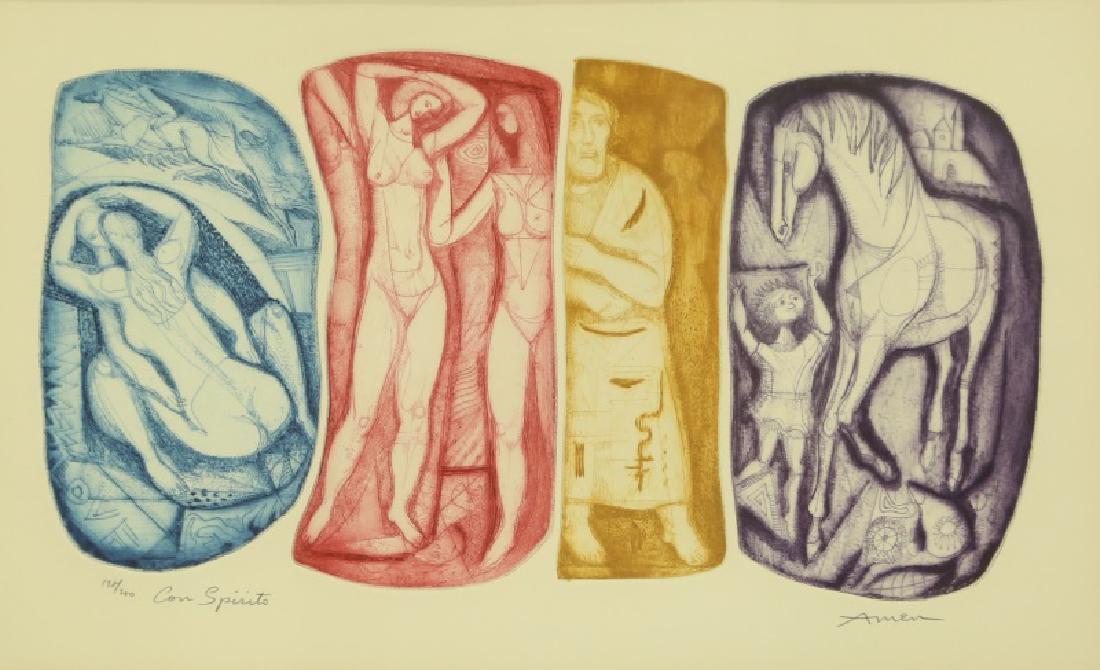 AMEN "CON SPIRITO" LITHOGRAPH, EDITION #198/200: AMEN "CON SPIRITO" LITHOGRAPH, EDITION #198/200. Height: 21 1/2 & 11 1/2 in. by Width: 29 & 19 in.