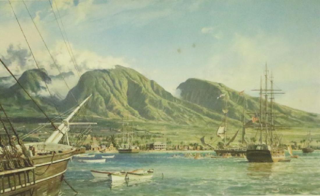 JOHN STUDBART "LAHAINA" SIGNED AND NUMBERED: JOHN STUDBART "LAHAINA" SIGNED AND NUMBERED PRINT, EDITION NUMBER 360/950. Height: 37 & 20 in. by Width: 48 & 31 in.