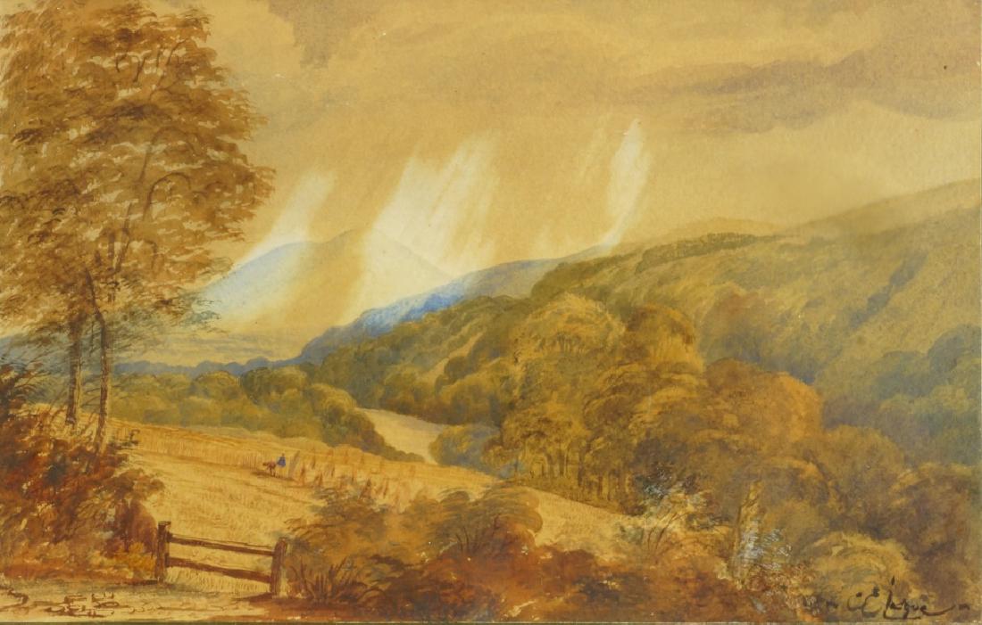C.E. JACQUE "UNTITLED" LANDSCAPE PRINT: C.E. JACQUE "UNTITLED" LANDSCAPE PRINT Height: 17 & 7 in. by Width: 21 & 10 1/2 in.