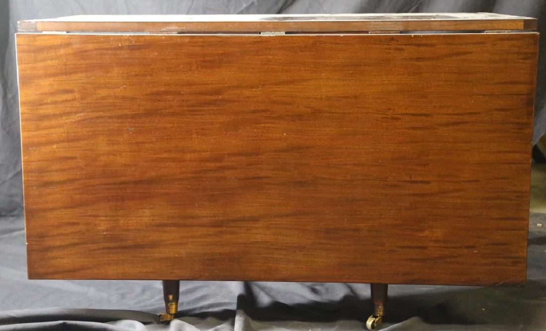 MAHOGANY DROP LEAF TABLE: MAHOGANY DROP LEAF TABLE. Height: 31 in. by Width: 48 in. by Depth: 48