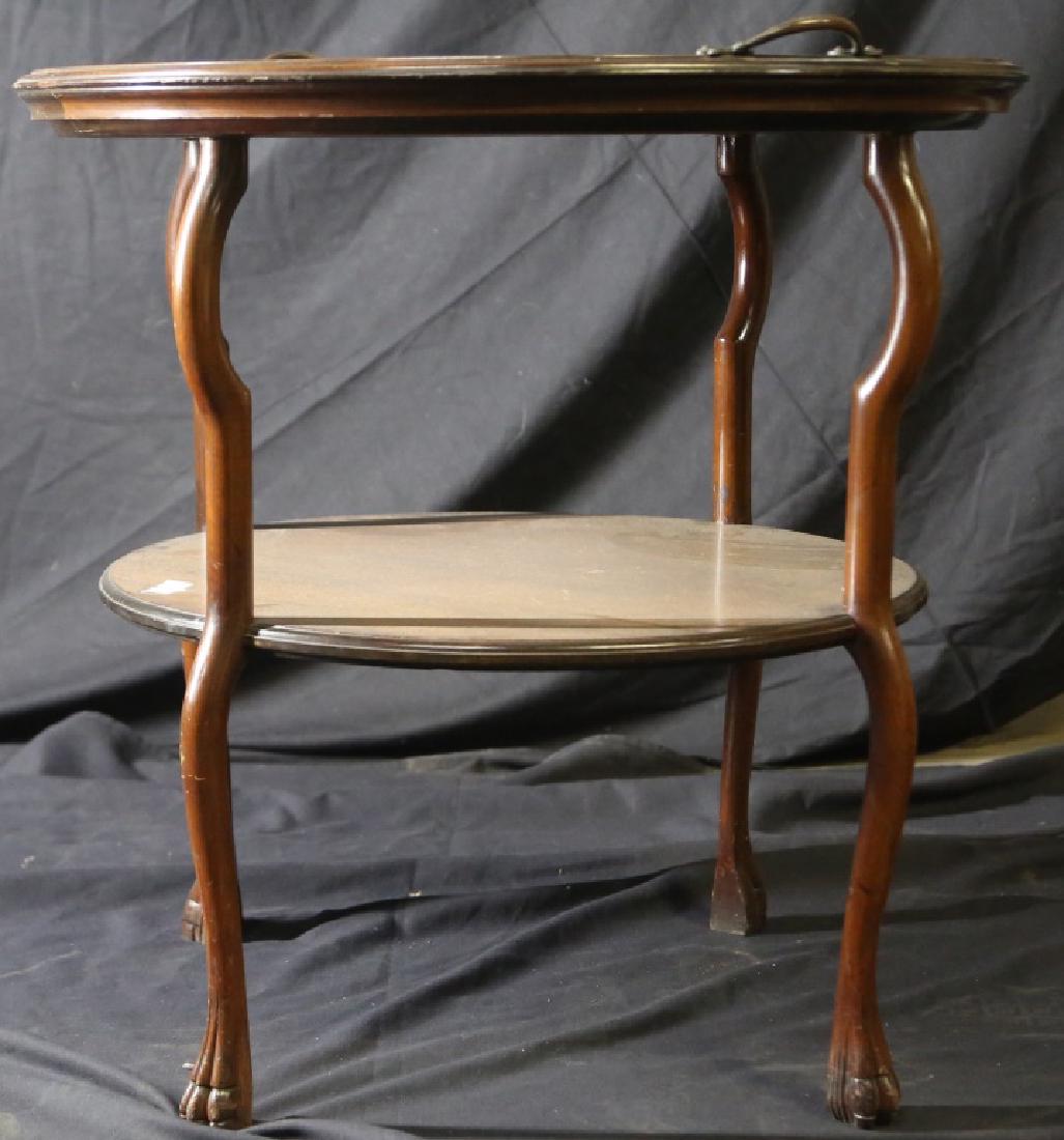 ANTIQUE FRENCH INLAID TRAY TABLE: ANTIQUE FRENCH INLAID TRAY TABLE. Height: 27 in. by Width: 27 in. by Depth: 27
