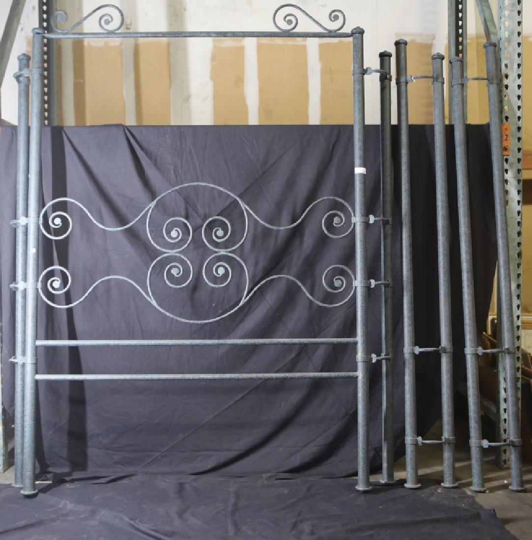 FOUR POSTER METAL QUEEN SIZE BED: FOUR POSTER METAL QUEEN SIZE BED. Height: 89 in. by Width: 69