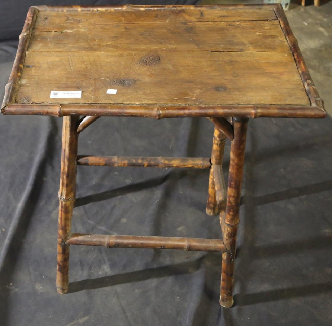ANTIQUE BAMBOO TABLE: ANTIQUE BAMBOO TABLE Height: 28 in. by Width: 26 in. by Depth: 18