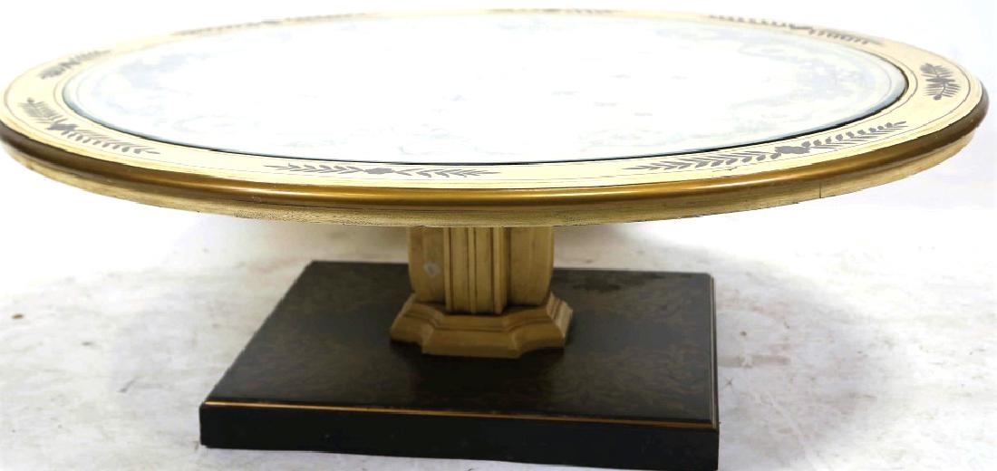 CIRCA 1970's PAINTED COFFEE TABLE: CIRCA 1970's PAINTED COFFEE TABLE. Height: 16 in. by Width: 48 in. by Depth: 48 in.