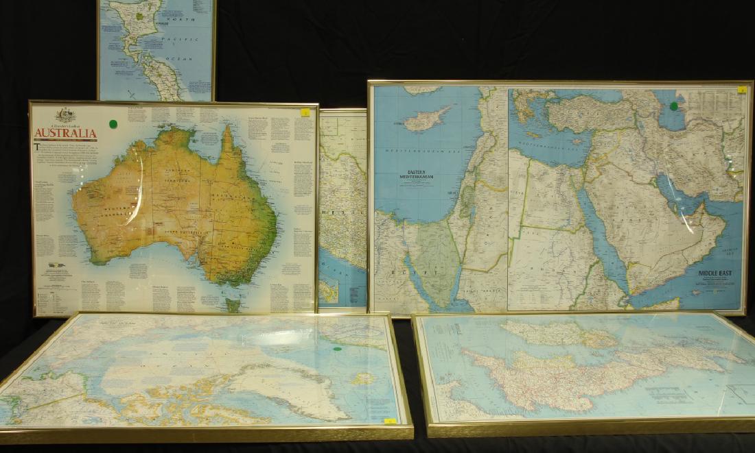 (6) NATIONAL GEOGRAPHIC MAPS OF THE WORLD: (6) NATIONAL GEOGRAPHIC MAPS OF THE WORLD. VARIOUS SIZES. Height: 37.5 in. by Width: 11.5 in.