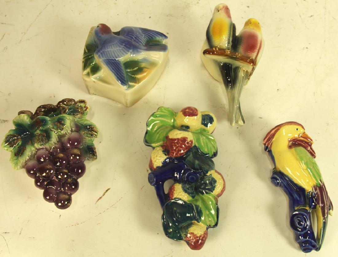 5 PIECE ROYAL COPLEY VINTAGE MAJOLICA WALL POCKETS: 5 PIECE ROYAL COPLEY VINTAGE MAJOLICA WALL POCKETS. Height: 5 1/2 in. by Width: 5 1/2 in. by Depth: 2 1/2 in.