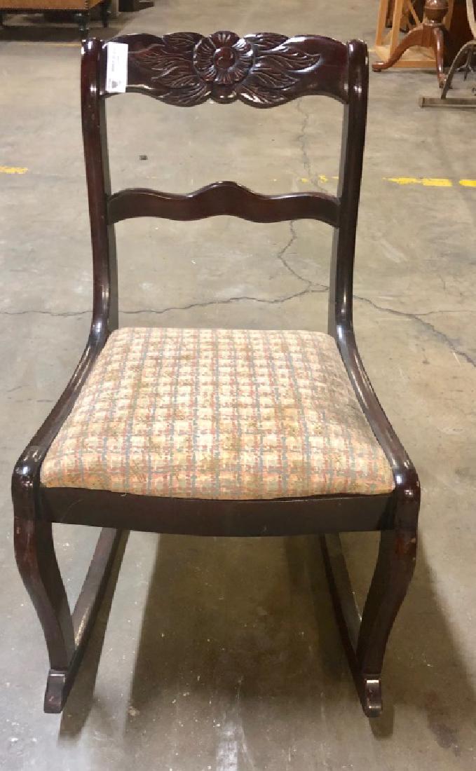 BROWN ROCKING CHAIR: BROWN ROCKING CHAIR Height: 30 in. by Width: 18 in. by Depth: 16