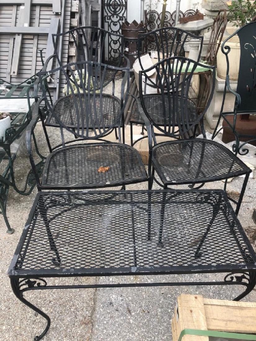 BLACK OUTDOOR PATIO SET: BLACK OUTDOOR PATIO SET - 4 CHAIRS & COFFEE TABLE Height: 33 in. by Width: 21 in. by Depth: 17