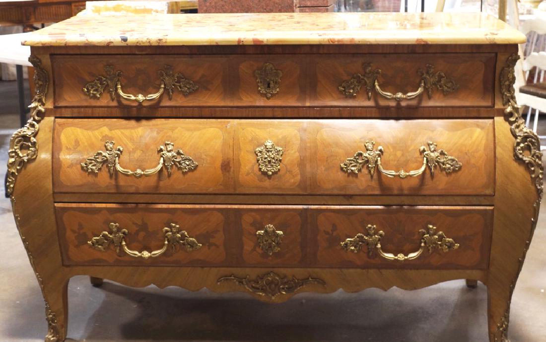 19th C. LOUIS XV STYLE KINGWOOD BOMBE' CHEST (1 of 4)