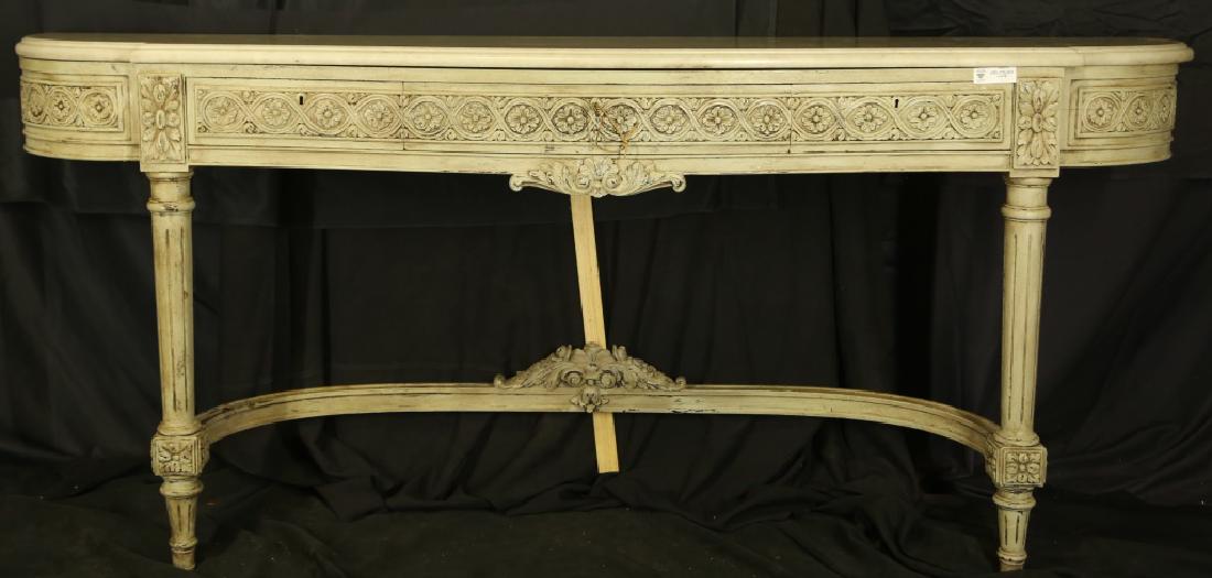 ANTIQUE CARVED & PAINTED MARBLE TOP CONSOLE TABLE (1 of 4)