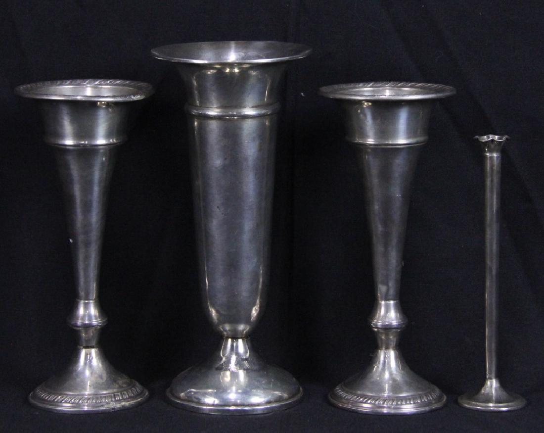 LOT OF FOUR STERLING SILVER BUD VASES (1 of 1)