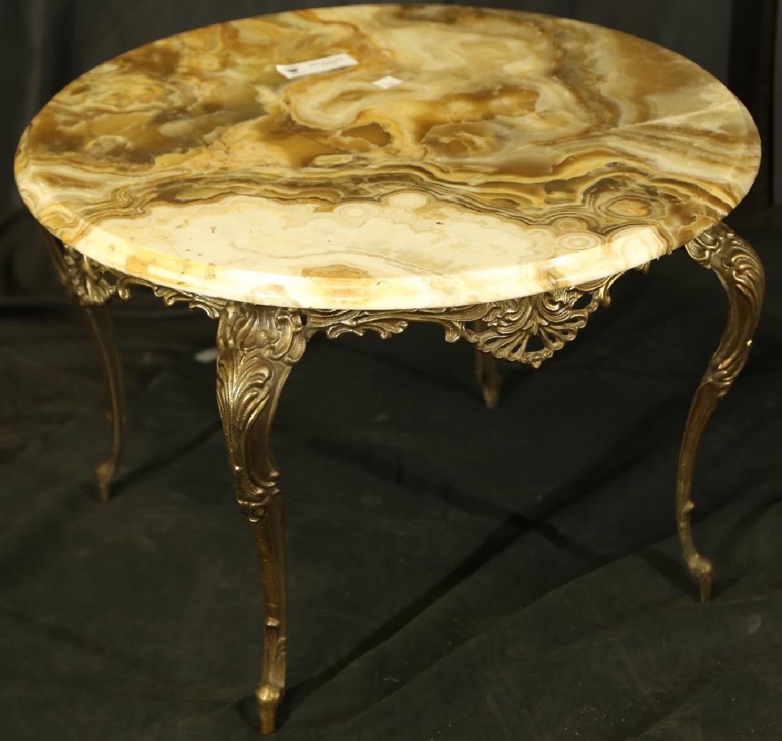 VINTAGE ITALIAN BRASS BASE MARBLE TOP SIDE TABLE (1 of 3)