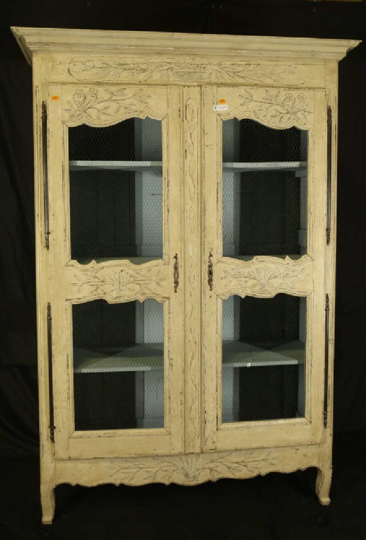 18th CENTURY COUNTRY FRENCH CARVED AND PAINTED ARMOIRE (1 of 3)