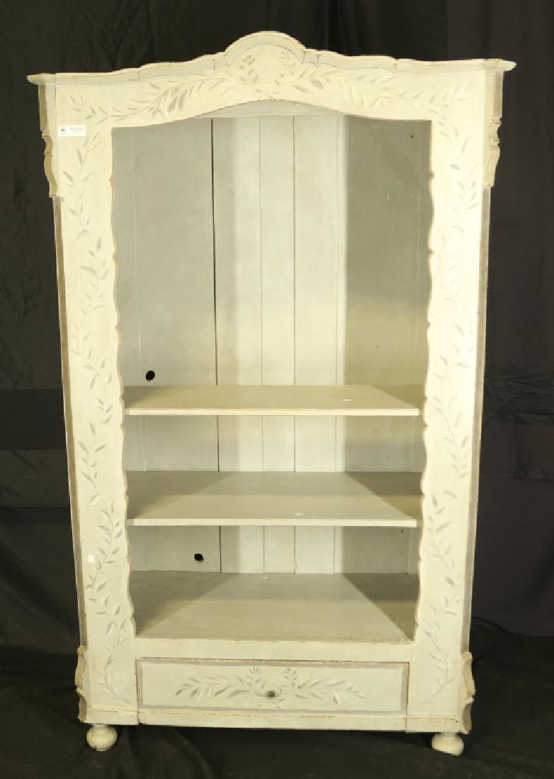 ANTIQUE PAINTED OPEN BOOKCASE (1 of 4)