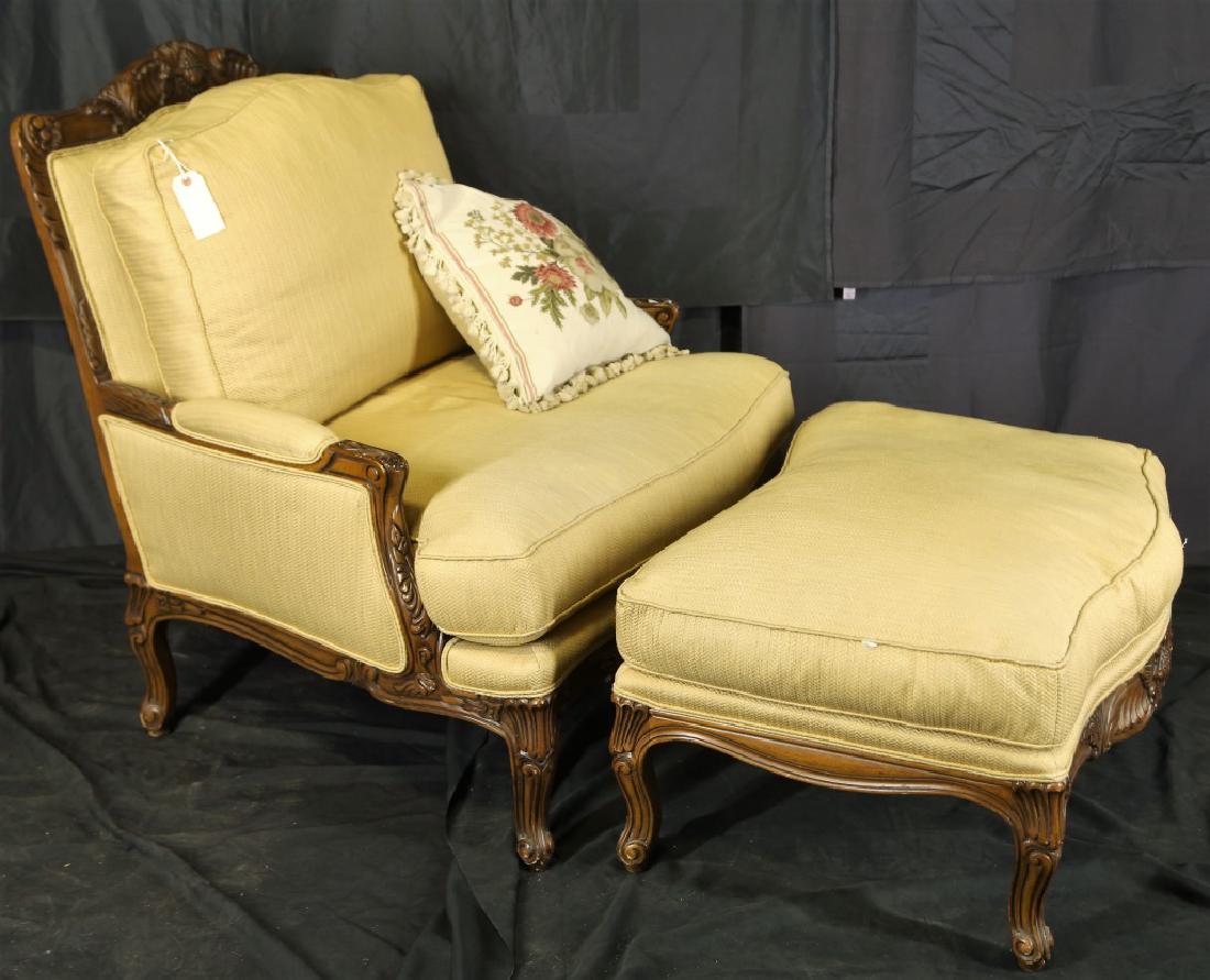 FRENCH STYLE ARMCHAIR & OTTOMAN (1 of 3)