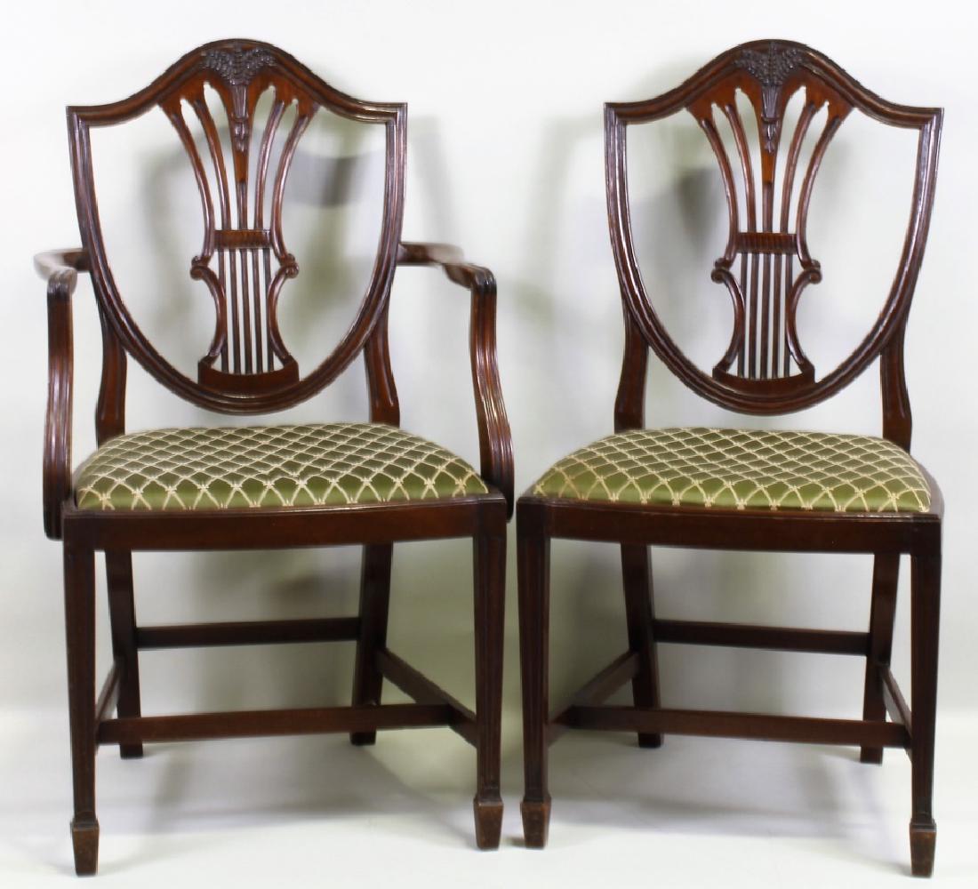 SET OF TWELVE VINTAGE SHEILD BACK MAHOGANY CHAIRS (1 of 3)