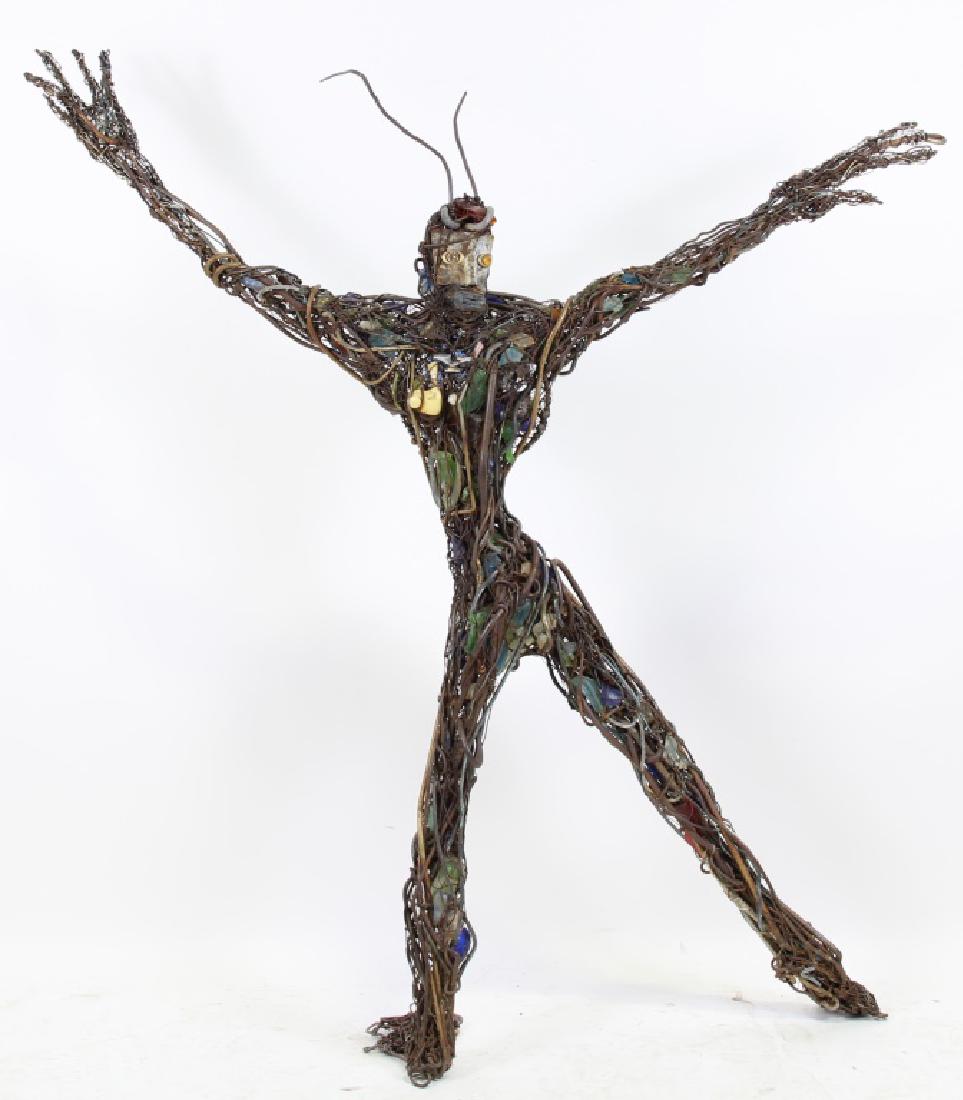 JESSE LOTT METAL SCULPTURE: JESSE LOTT METAL SCULPTURE. OFTEN DESCRIBED AS URBAN FRONTIER ART, LOTT SCULPTS AND CREATES BY CREATING LAYERS OF PAPER-MAICHE OVER COMPLEX WIRE FRAMES. HE HAS EXHIBITED AT THE ALTERNATIVE MUSEUM IN N