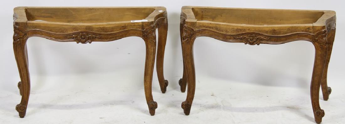 PAIR OF ANTIQUE FRENCH CARVED FRAME BENCHES (1 of 1)