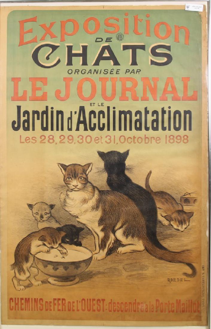 CIRCA 1898 ORIGINAL "EXPOSITION DE CHATS" POSTER (1 of 1)