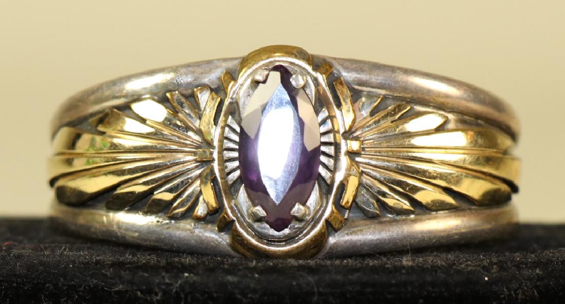 NAVAJO ROBERT KELLY AMETHYST SILVER GOLD BRACELET: NAVAJO ROBERT KELLY AMETHYST SILVER W/GOLD FILL BRACELET.