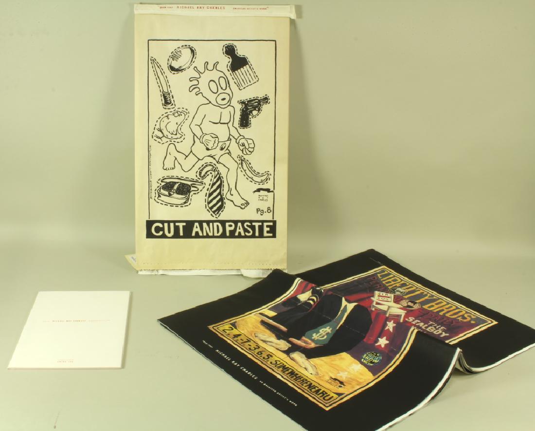 MICHAEL RAY CHARLES "CUT AND PASTE" SILKSCREEN: MICHAEL RAY CHARLES "CUT AND PASTE" SILKSCREEN, ENVELOPE CONTAINING POSTER OF THE ARTIST'S WORK FROM THE 1990's. Height: 25 in. by Width: 14 in.