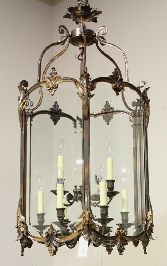 ORNATE GILT BRONZE & BEVELED GLASS BAROQUE LANTERN (1 of 2)