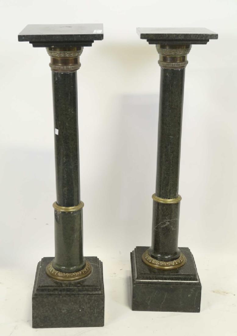 PAIR OF 19th CENTURY FRENCH GREEN MARBLE PEDESTALS (1 of 3)