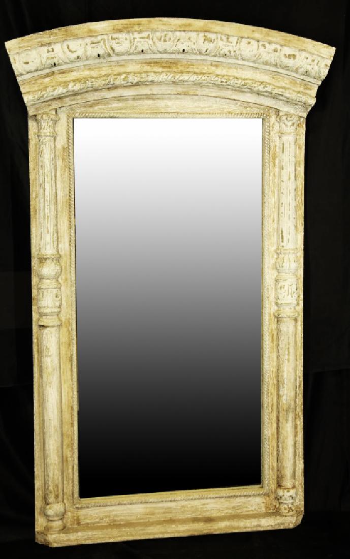 MOMUMENTAL PAINTED FRAMED BEVELED GLASS MIRROR (1 of 3)