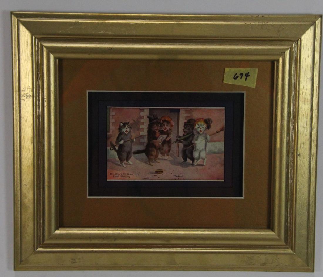 CATS SINGING AND PERFORMING ON THE STREET FOR MONE: CATS SINGING AND PERFORMING ON THE STREET FOR MONEY BY MAURICE BOULANGER Height: 11.5 in. by Width: 13.5 in.