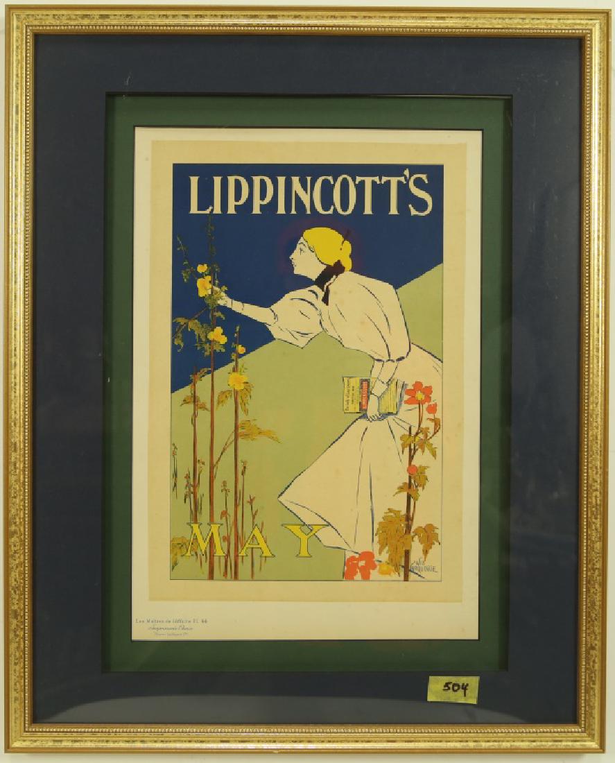 WILLIAM CARQUEVILLE "LIPPINCOTT'S" POSTER: WILLIAM CARQUEVILLE "LIPPINCOTT'S" POSTER Height: 21 in. by Width: 17 in.