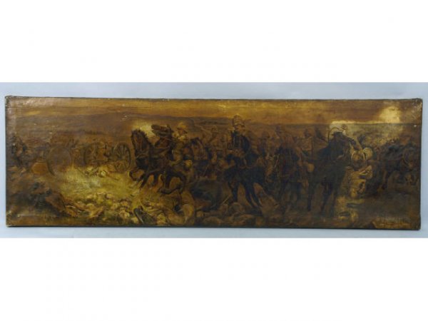 Boer War colonial painting of horses charging