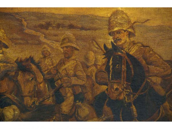 Boer War colonial painting of horses charging - 4