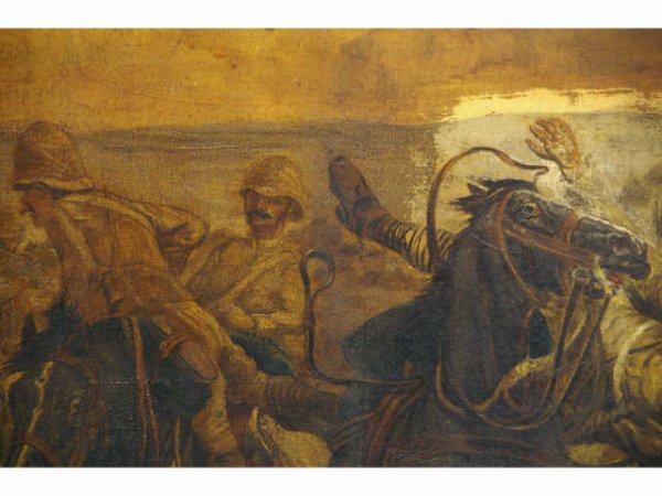 Boer War colonial painting of horses charging - 7